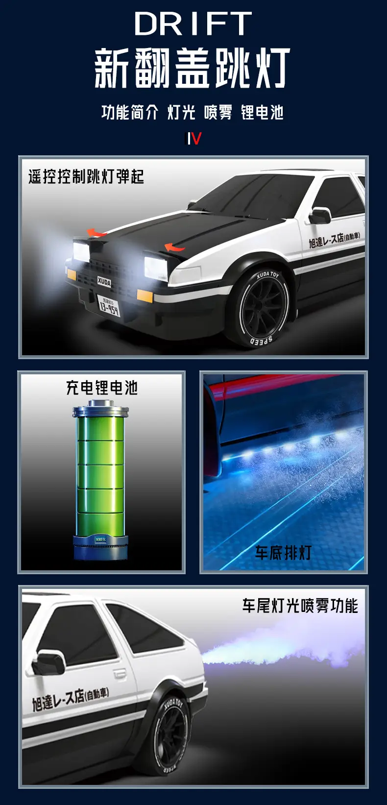 Professional High-Speed Rc Remote Control Car Four-Wheel Drive One-Button Spray Light Drift Racing Car Mx5 Kidsren's Car Boy Toy — feature 20