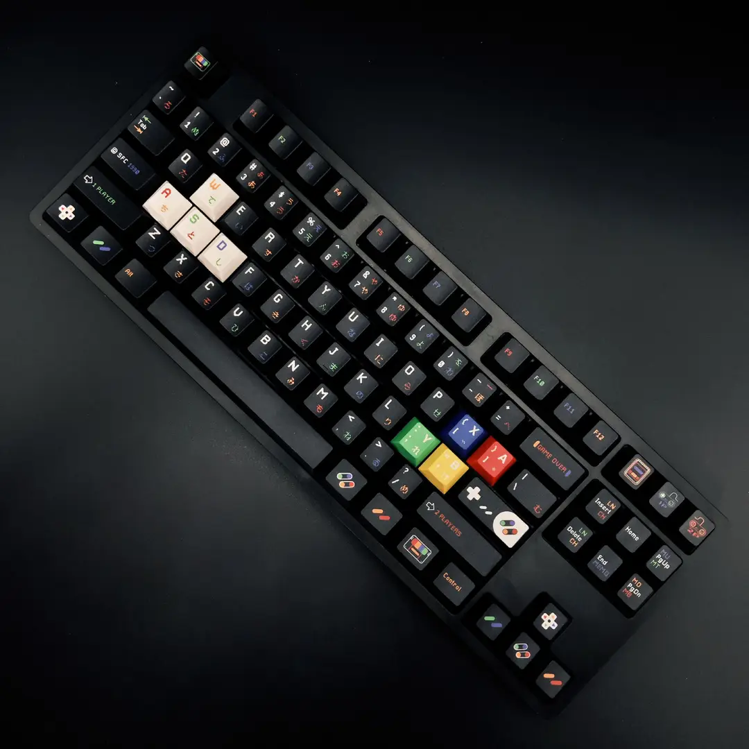 Childlike Black Theme Keycaps Pbt Five-Sided Sublimation Original Factory Height Customized Mechanical Keyboard Keycap Set