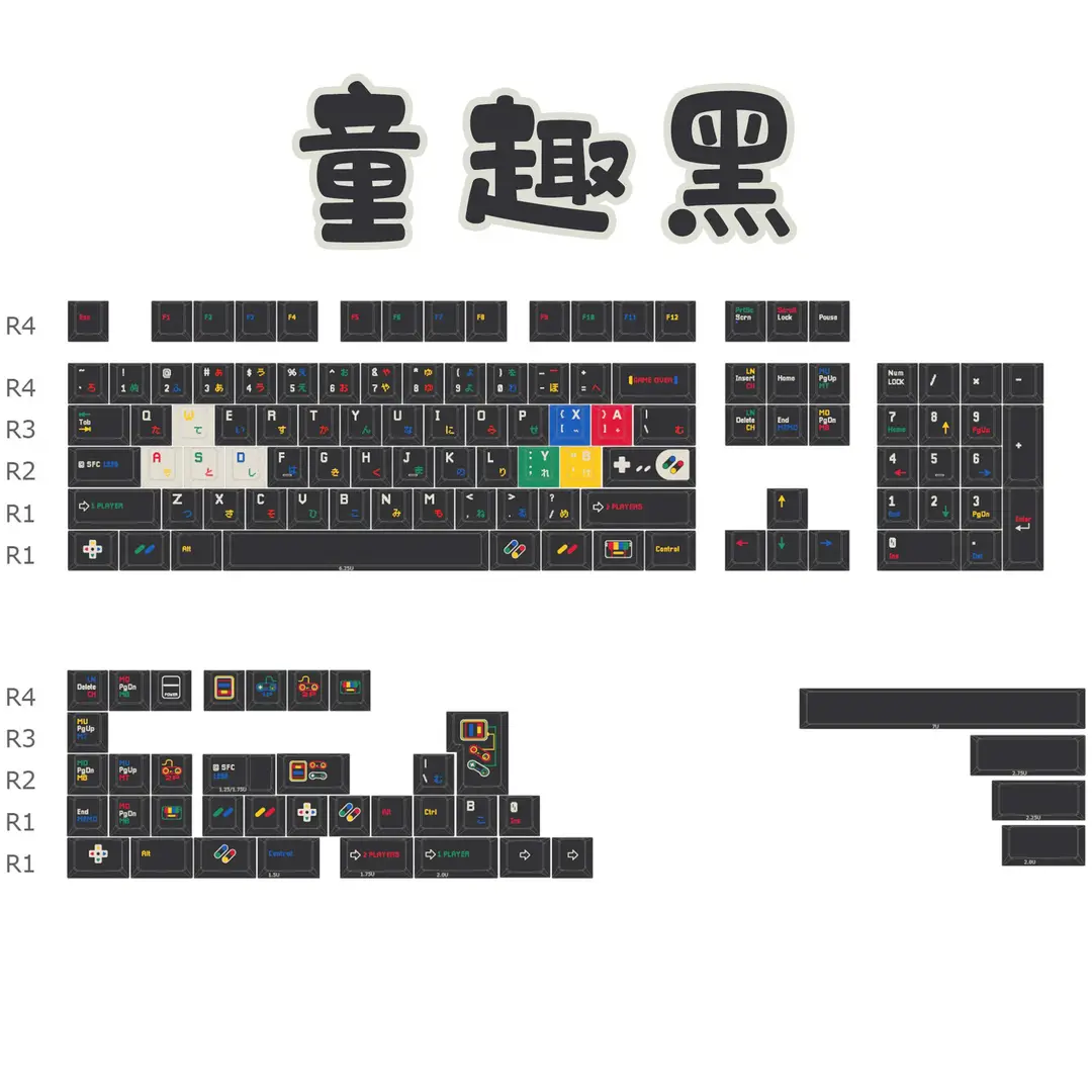 Childlike Black Theme Keycaps Pbt Five-Sided Sublimation Original Factory Height Customized Mechanical Keyboard Keycap Set — feature 2