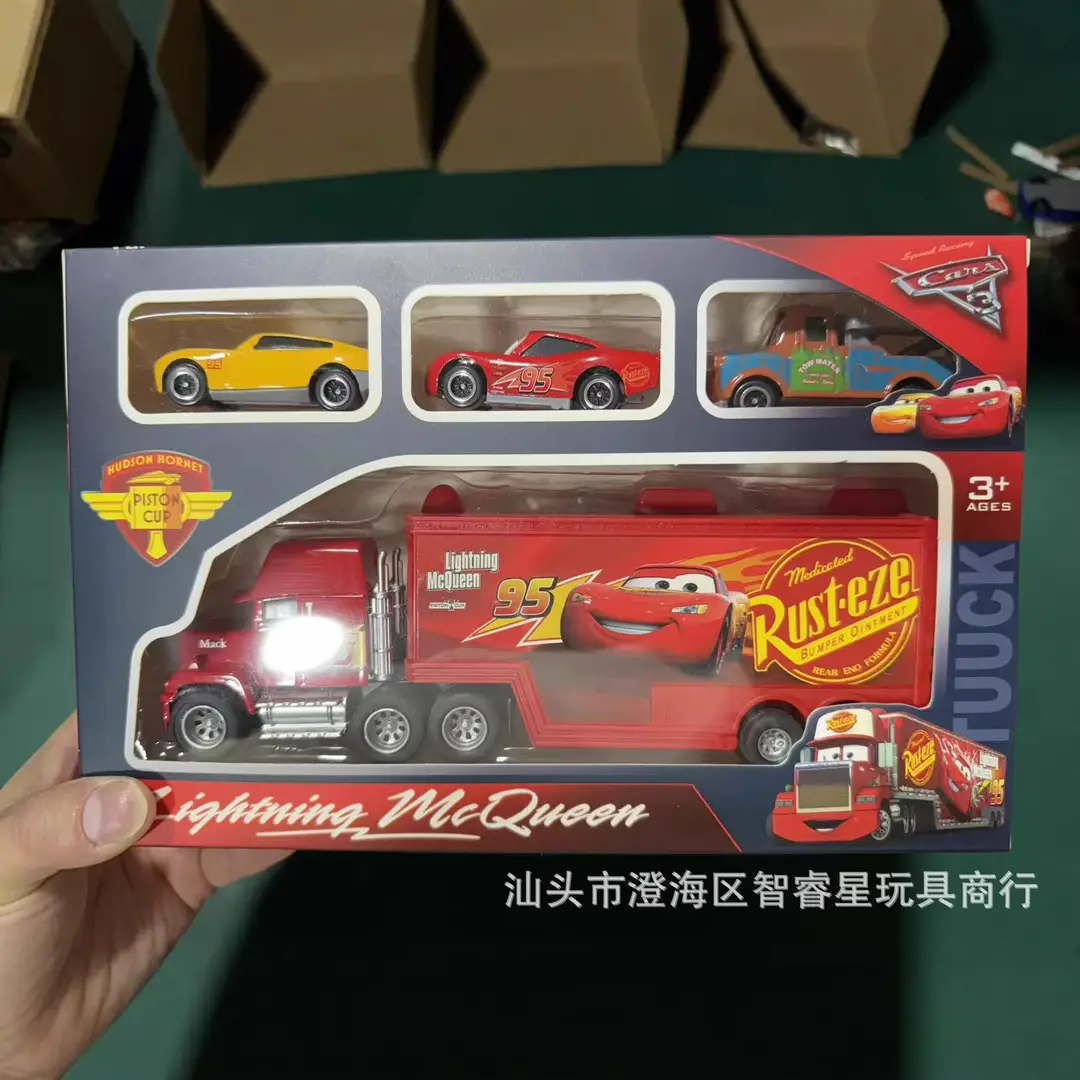 New Cross-Border Cars Alloy Sliding Non-Retractable Lightning Mcqueen Toy Set Gift Box for Children
