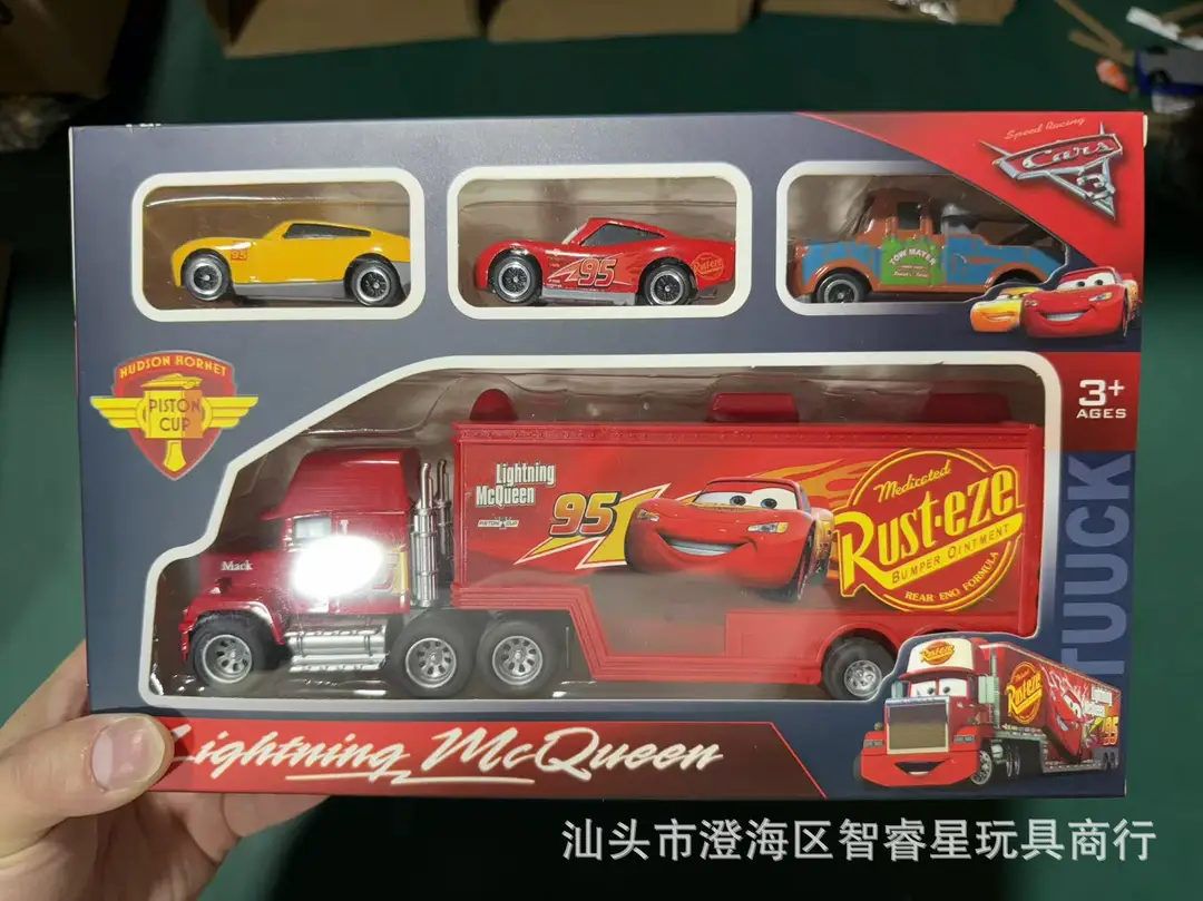 New Cross-Border Cars Alloy Sliding Non-Retractable Lightning Mcqueen Toy Set Gift Box for Children