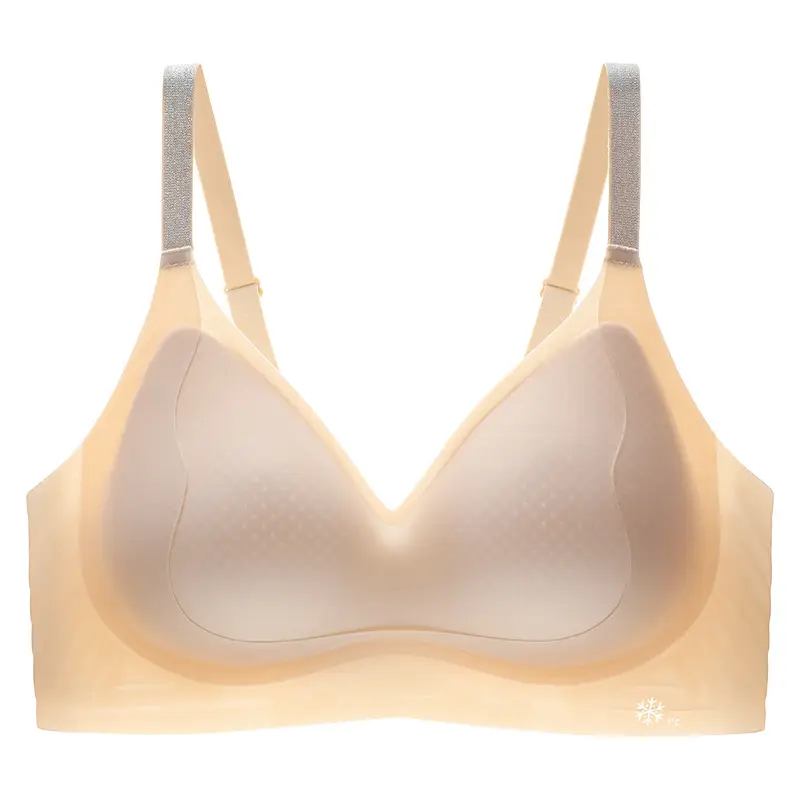 Seamless Nude-Feel Underwear for Women, Jelly Soft Support, Adjustable, Side Breast Reduction, No Steel Ring, Breathable, Ultra-Soft and Thin Bra
