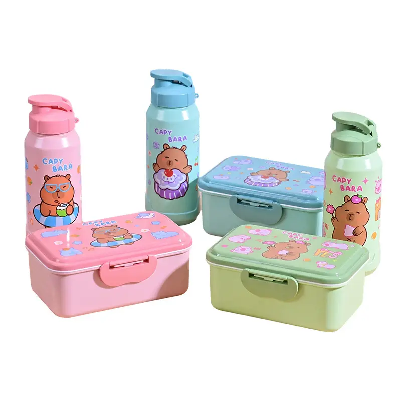 Capybara Lunch Box and Water Cup Set, Large Capacity, Microwaveable Lunch Box, Portable and Stylish Lunch Box for Students