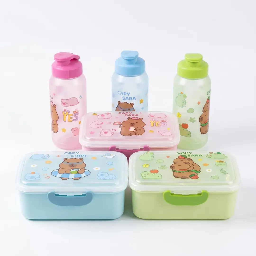 Capybara Lunch Box and Water Cup Set, Large Capacity, Microwaveable Lunch Box, Portable and Stylish Lunch Box for Students