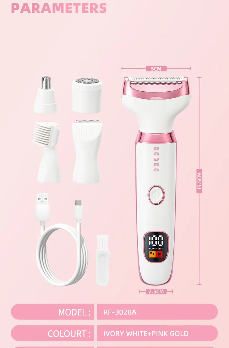 Five-In-One Hair Trimmer, Hair Removal, Body and Private Area Hair Removal, Private Clipper, Electric Shaver, Portable for Women — feature 4
