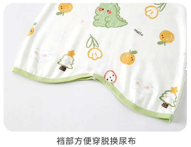 Children's Summer Thin Pajamas, Girls' Short-Sleeve Two-Way Sleep Sack, Baby Nightgown, Bamboo Cotton Loungewear, One-Piece Air-Conditioning Suit — feature 22