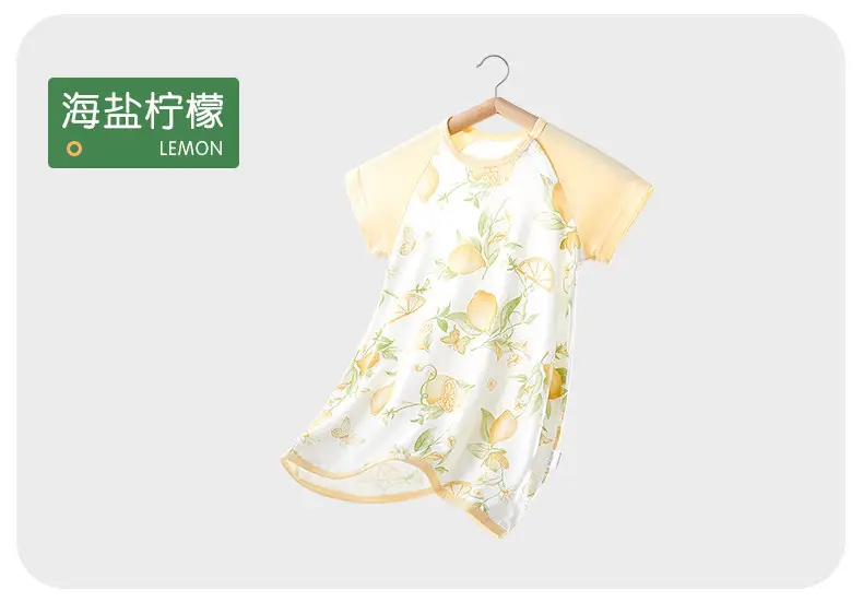 Children's Summer Thin Pajamas, Girls' Short-Sleeve Two-Way Sleep Sack, Baby Nightgown, Bamboo Cotton Loungewear, One-Piece Air-Conditioning Suit — feature 30