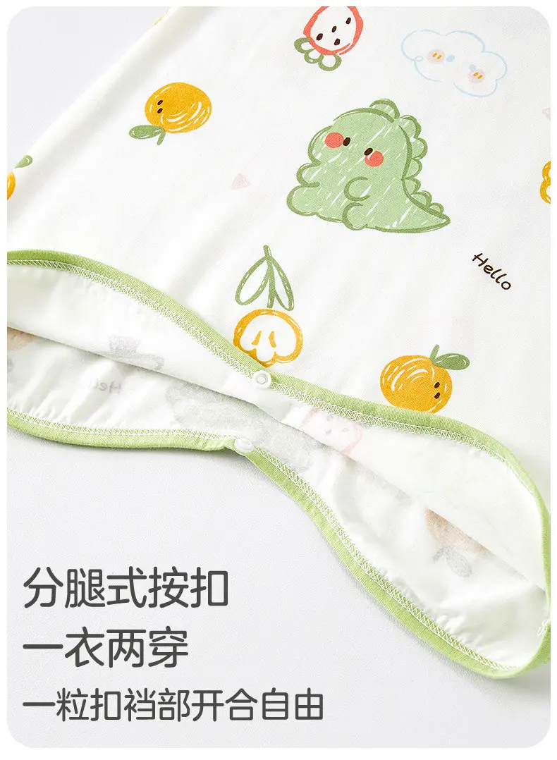 Children's Summer Thin Pajamas, Girls' Short-Sleeve Two-Way Sleep Sack, Baby Nightgown, Bamboo Cotton Loungewear, One-Piece Air-Conditioning Suit — feature 7
