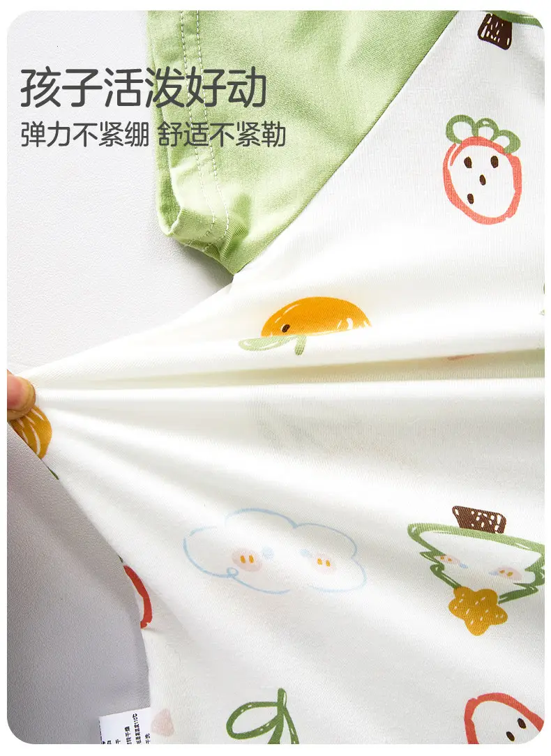 Children's Summer Thin Pajamas, Girls' Short-Sleeve Two-Way Sleep Sack, Baby Nightgown, Bamboo Cotton Loungewear, One-Piece Air-Conditioning Suit — feature 9