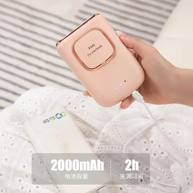 Portable Small Silent USB Fan, Rechargeable, Waist-Hanging, Neck-Hanging, Strong Wind, Student Dormitory Desktop Fan