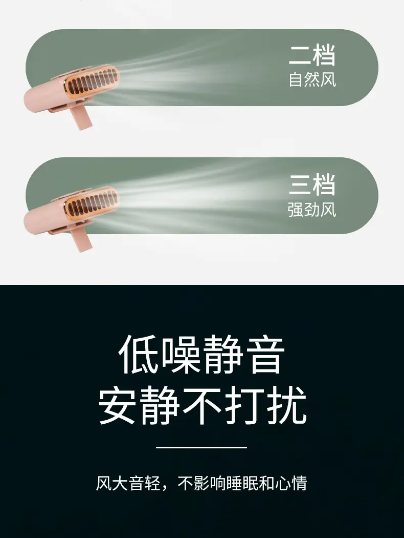 Portable Small Silent USB Fan, Rechargeable, Waist-Hanging, Neck-Hanging, Strong Wind, Student Dormitory Desktop Fan — feature 19