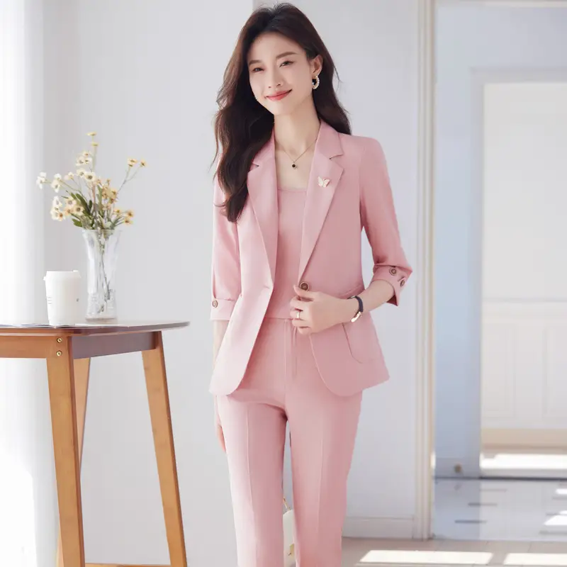 Hotel Front Desk Workwear, Three-Quarter Sleeve, Mid-Sleeve, Elegant Suit, New Spring/Summer Professional Formal Wear, Two-Piece Pants Set, Wholesale - Image 9