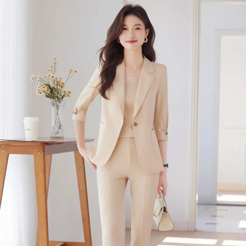 Hotel Front Desk Workwear, Three-Quarter Sleeve, Mid-Sleeve, Elegant Suit, New Spring/Summer Professional Formal Wear, Two-Piece Pants Set, Wholesale - Image 11