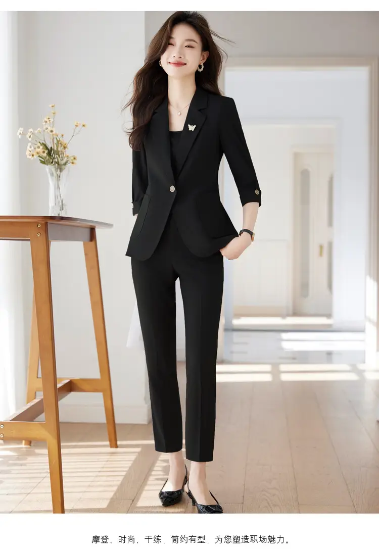 Hotel Front Desk Workwear, Three-Quarter Sleeve, Mid-Sleeve, Elegant Suit, New Spring/Summer Professional Formal Wear, Two-Piece Pants Set, Wholesale — feature 14