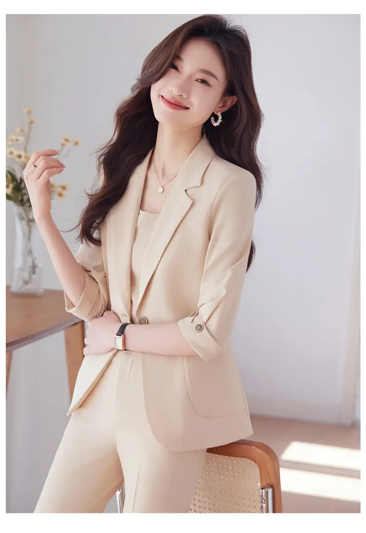 Hotel Front Desk Workwear, Three-Quarter Sleeve, Mid-Sleeve, Elegant Suit, New Spring/Summer Professional Formal Wear, Two-Piece Pants Set, Wholesale — feature 15