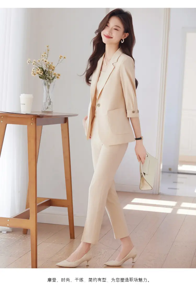 Hotel Front Desk Workwear, Three-Quarter Sleeve, Mid-Sleeve, Elegant Suit, New Spring/Summer Professional Formal Wear, Two-Piece Pants Set, Wholesale — feature 18
