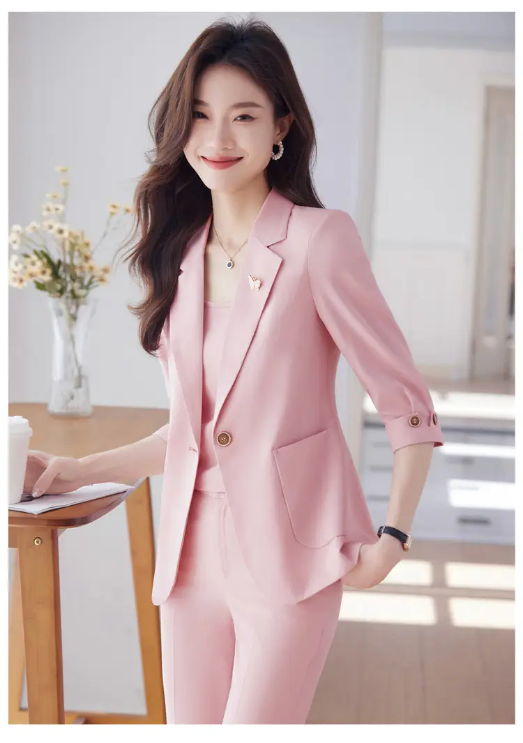 Hotel Front Desk Workwear, Three-Quarter Sleeve, Mid-Sleeve, Elegant Suit, New Spring/Summer Professional Formal Wear, Two-Piece Pants Set, Wholesale — feature 19