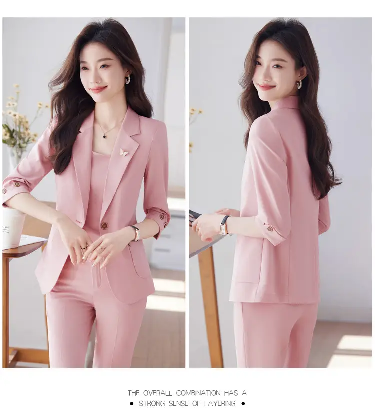 Hotel Front Desk Workwear, Three-Quarter Sleeve, Mid-Sleeve, Elegant Suit, New Spring/Summer Professional Formal Wear, Two-Piece Pants Set, Wholesale — feature 20