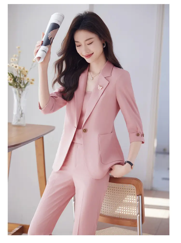Hotel Front Desk Workwear, Three-Quarter Sleeve, Mid-Sleeve, Elegant Suit, New Spring/Summer Professional Formal Wear, Two-Piece Pants Set, Wholesale — feature 21
