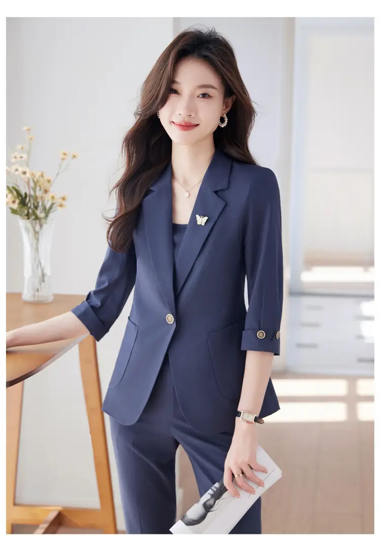 Hotel Front Desk Workwear, Three-Quarter Sleeve, Mid-Sleeve, Elegant Suit, New Spring/Summer Professional Formal Wear, Two-Piece Pants Set, Wholesale — feature 23