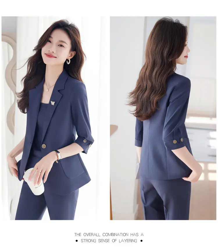 Hotel Front Desk Workwear, Three-Quarter Sleeve, Mid-Sleeve, Elegant Suit, New Spring/Summer Professional Formal Wear, Two-Piece Pants Set, Wholesale — feature 24