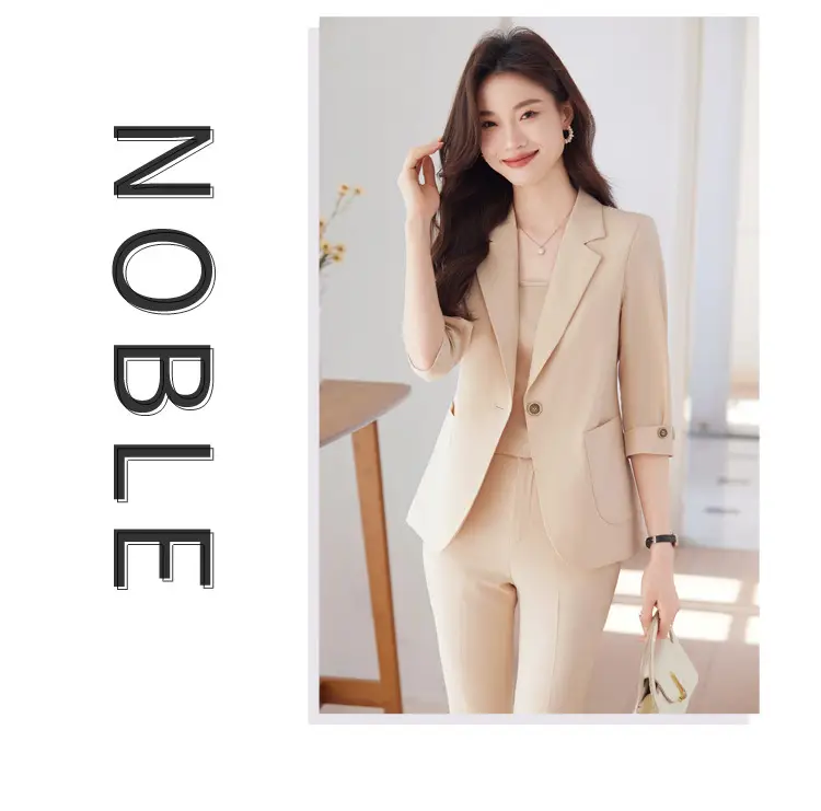 Hotel Front Desk Workwear, Three-Quarter Sleeve, Mid-Sleeve, Elegant Suit, New Spring/Summer Professional Formal Wear, Two-Piece Pants Set, Wholesale — feature 5