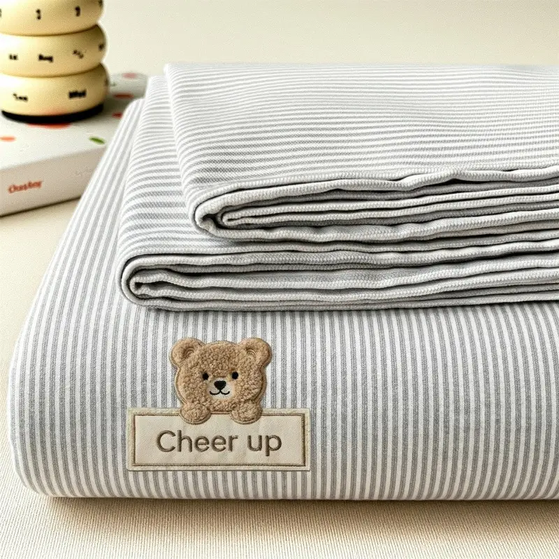 Pure Cotton Coarse Cloth Fitted Sheet, Summer Cooling Full-Coverage Bed Mat, Class A, Suitable for Mother and Baby, Dustproof Mattress Protector