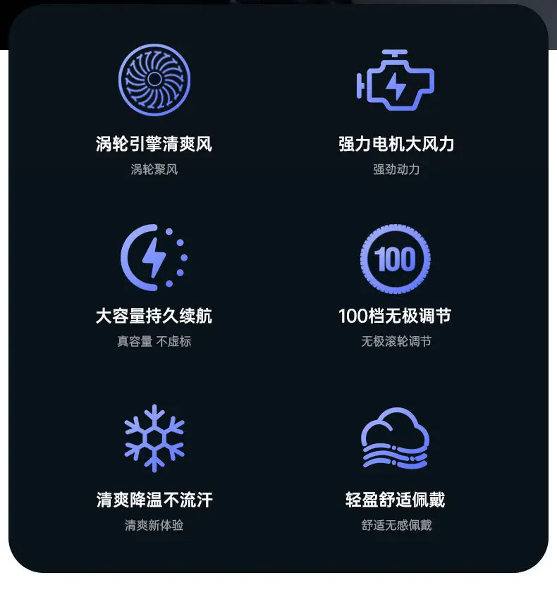 Powerful Wind Neck Fan, Silent, Long-Lasting Battery Life, 100-Speed Strong Wind, Portable Cooling Neck Fan, Factory Direct Supply — feature 9