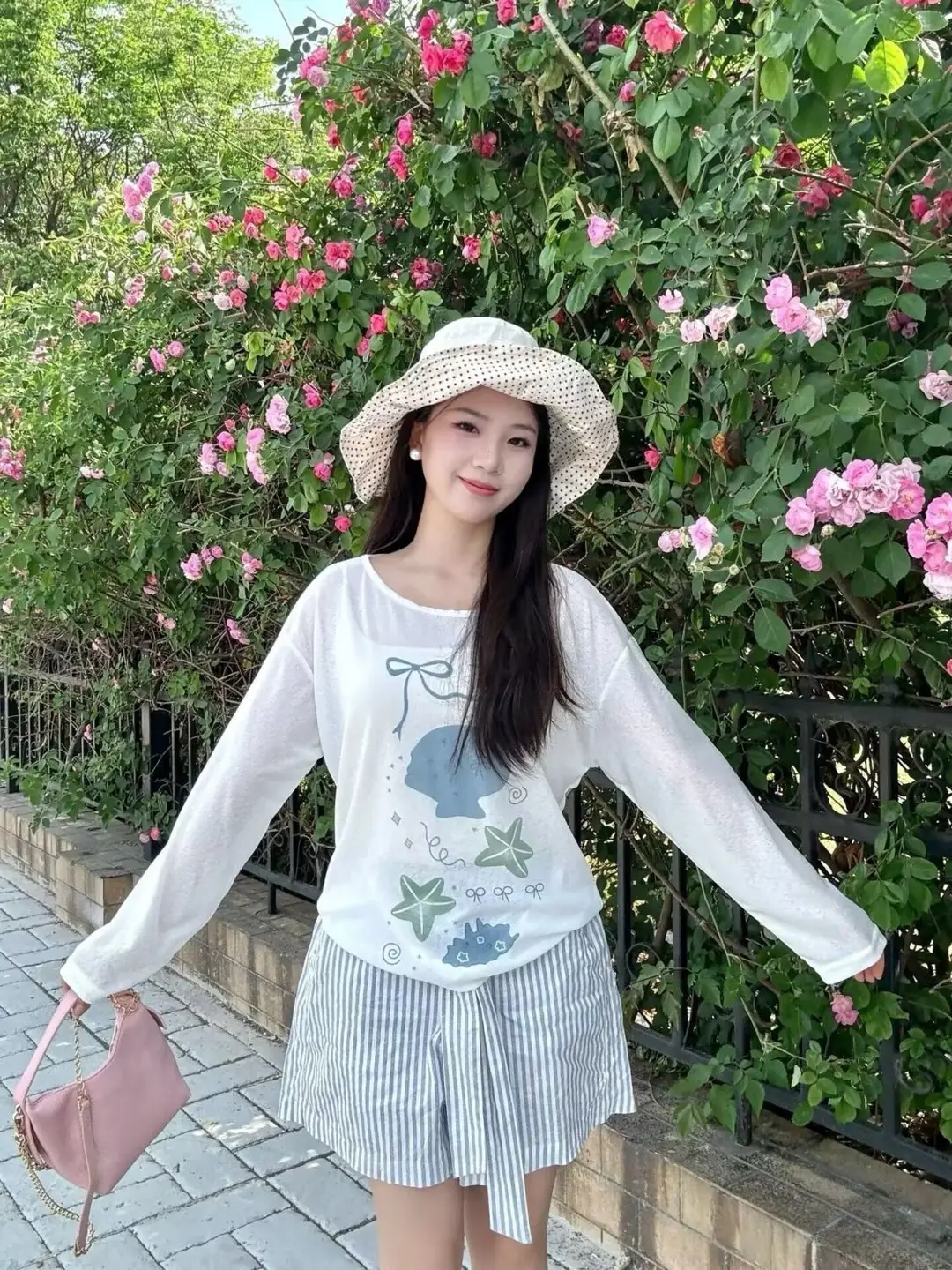 Sun Protection Cover-Up Long-Sleeve T-Shirt for Women, Unique Print, Summer Design, Stylish, Cute, Loose Fit, Versatile, Thin Top — feature 12