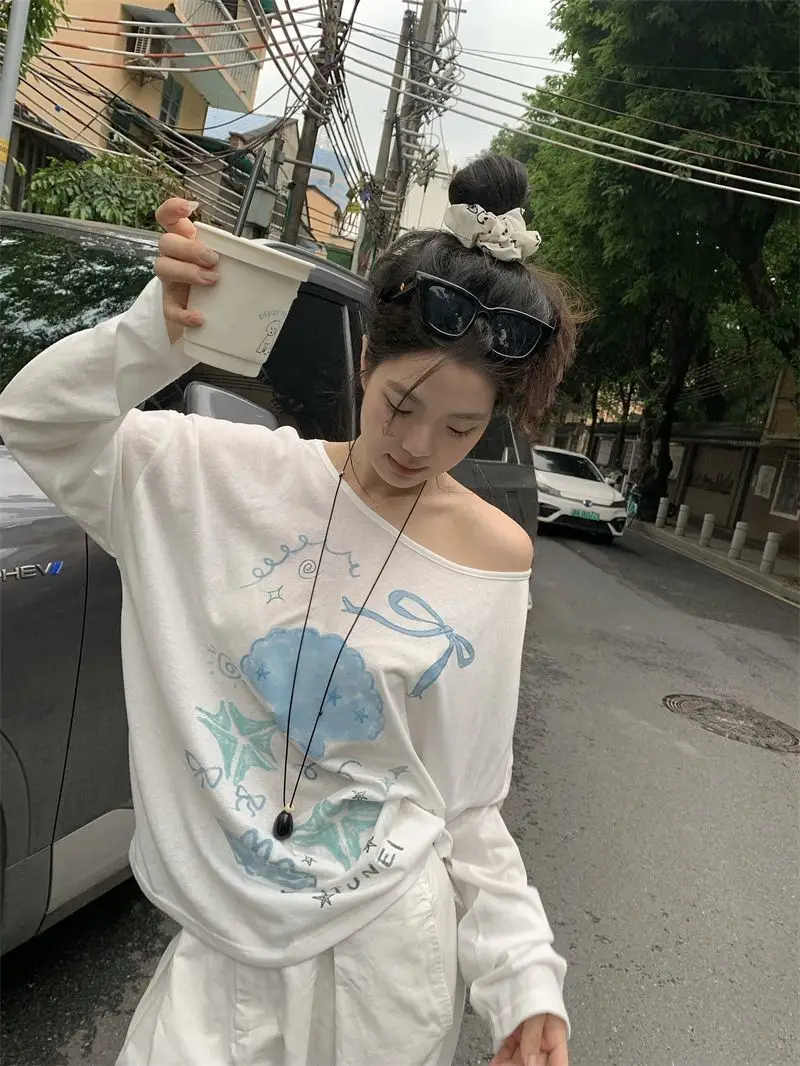 Sun Protection Cover-Up Long-Sleeve T-Shirt for Women, Unique Print, Summer Design, Stylish, Cute, Loose Fit, Versatile, Thin Top — feature 33