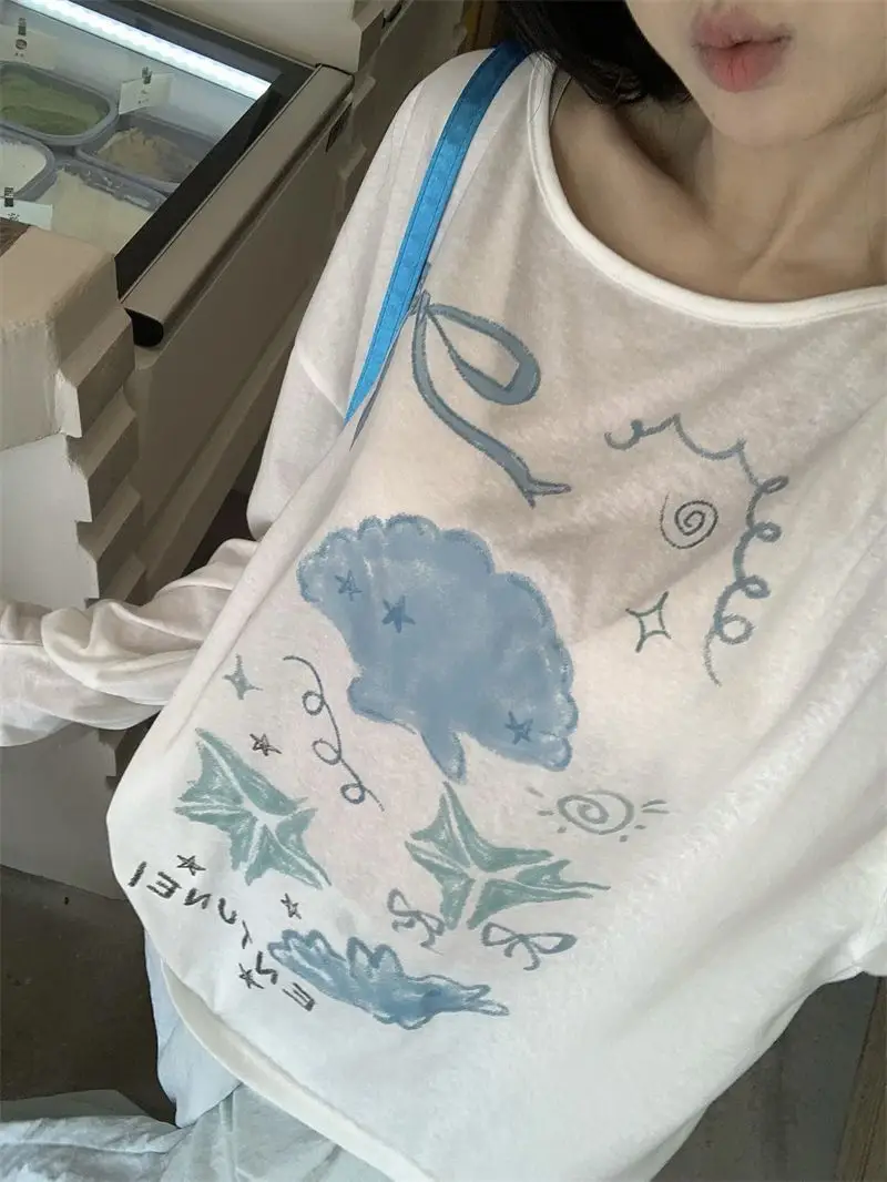 Sun Protection Cover-Up Long-Sleeve T-Shirt for Women, Unique Print, Summer Design, Stylish, Cute, Loose Fit, Versatile, Thin Top — feature 41