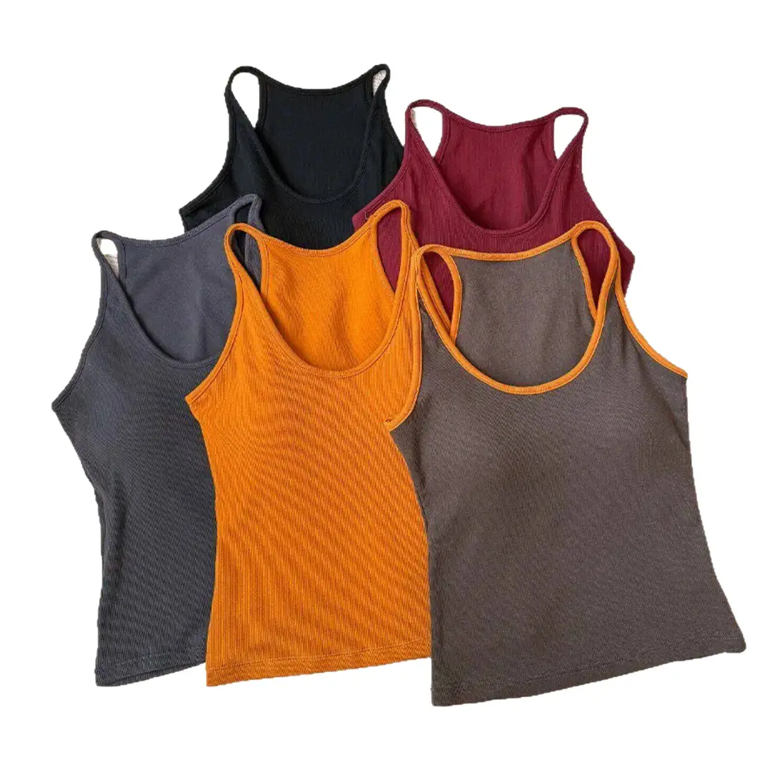 Little Home Latex Cup Halter Neck Ribbed Tank Top for Women, Made of Xinjiang Cotton, Can Be Worn Alone or as an Inner Layer, Classic Black with Beautiful Back Design