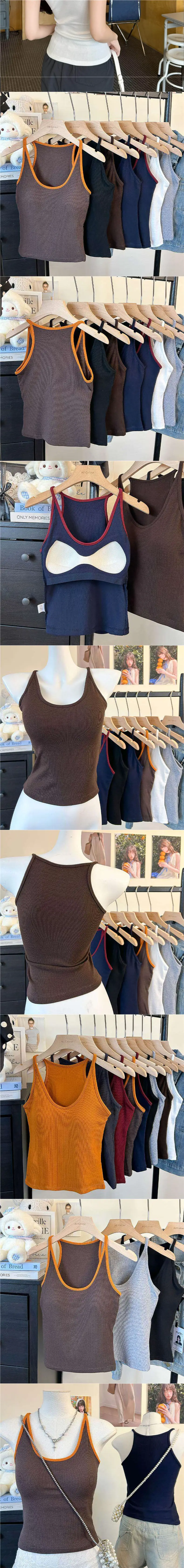 Little Home Latex Cup Halter Neck Ribbed Tank Top for Women, Made of Xinjiang Cotton, Can Be Worn Alone or as an Inner Layer, Classic Black with Beautiful Back Design — feature 4
