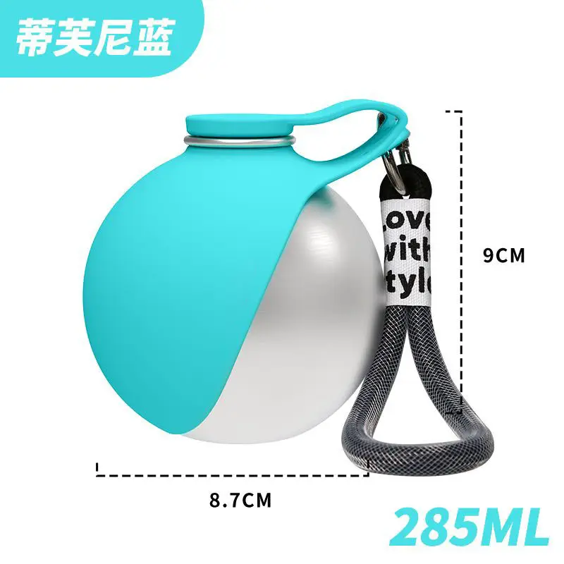 Cross-Border Pet Supplies Stainless Steel Water Bottle Round Travel Cup Outdoor Foldable Portable Pet Water Dispenser for Cats and Dogs