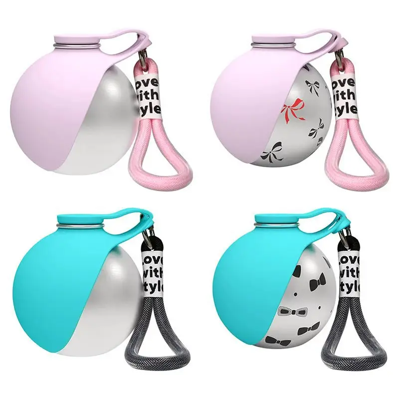 Cross-Border Pet Supplies Stainless Steel Water Bottle Round Travel Cup Outdoor Foldable Portable Pet Water Dispenser for Cats and Dogs