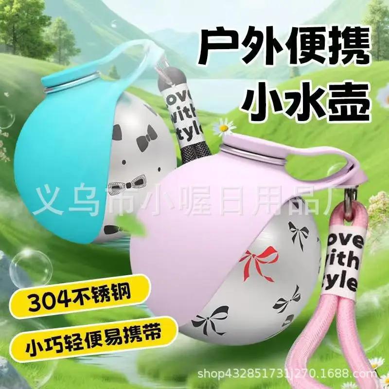 Cross-Border Pet Supplies Stainless Steel Water Bottle Round Travel Cup Outdoor Foldable Portable Pet Water Dispenser for Cats and Dogs