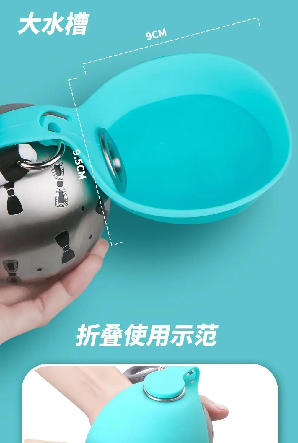 Cross-Border Pet Supplies Stainless Steel Water Bottle Round Travel Cup Outdoor Foldable Portable Pet Water Dispenser for Cats and Dogs — feature 17