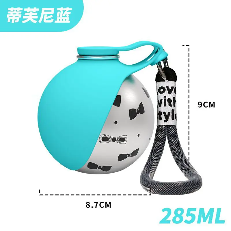 Cross-Border Pet Supplies Stainless Steel Water Bottle Round Travel Cup Outdoor Foldable Portable Pet Water Dispenser for Cats and Dogs