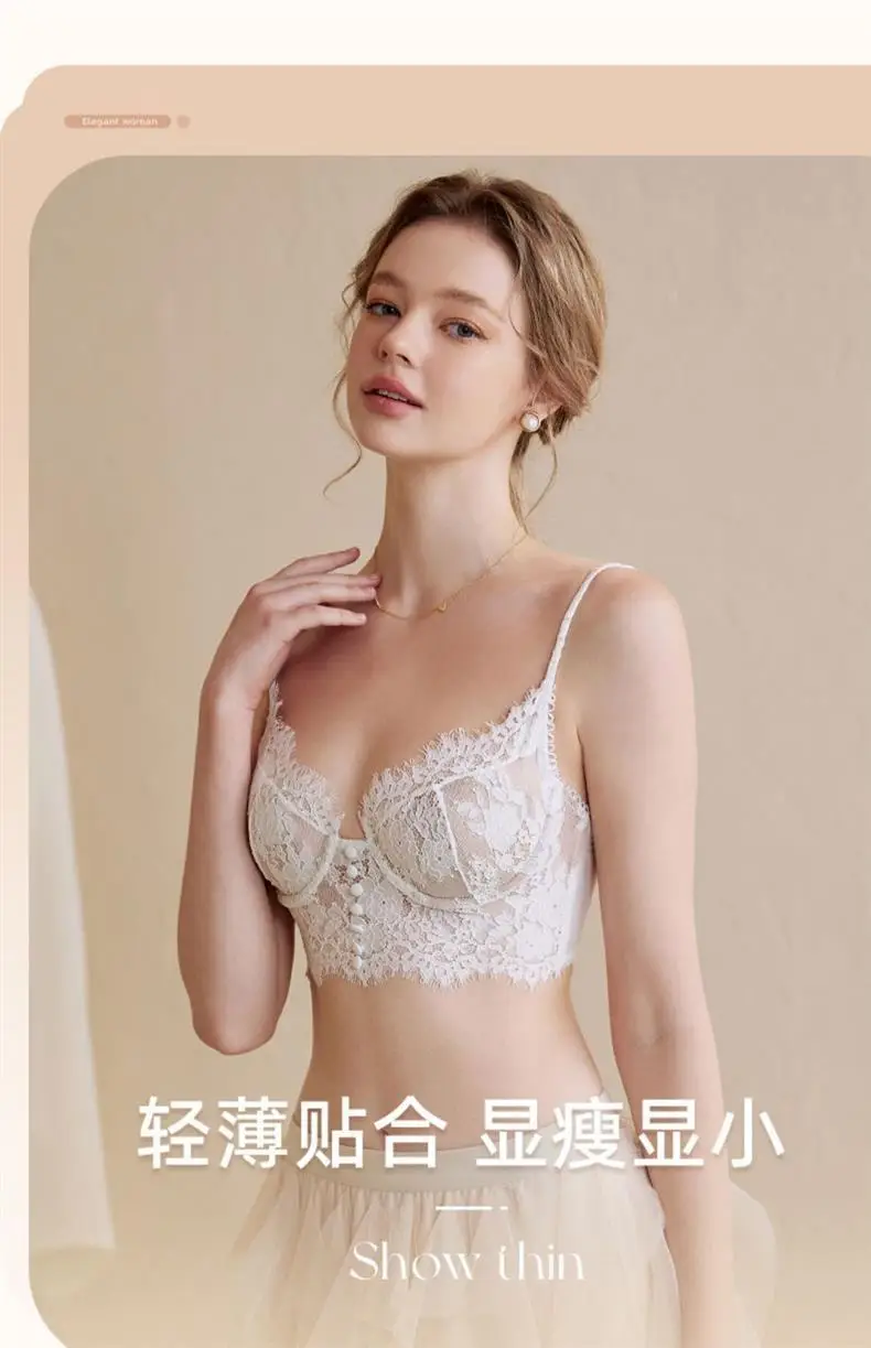 Sexy Backless Lingerie for Women with Large Busts, Ultra-Thin U-Shaped Lace Bra That Makes the Chest Appear Smaller, French Style — feature 13