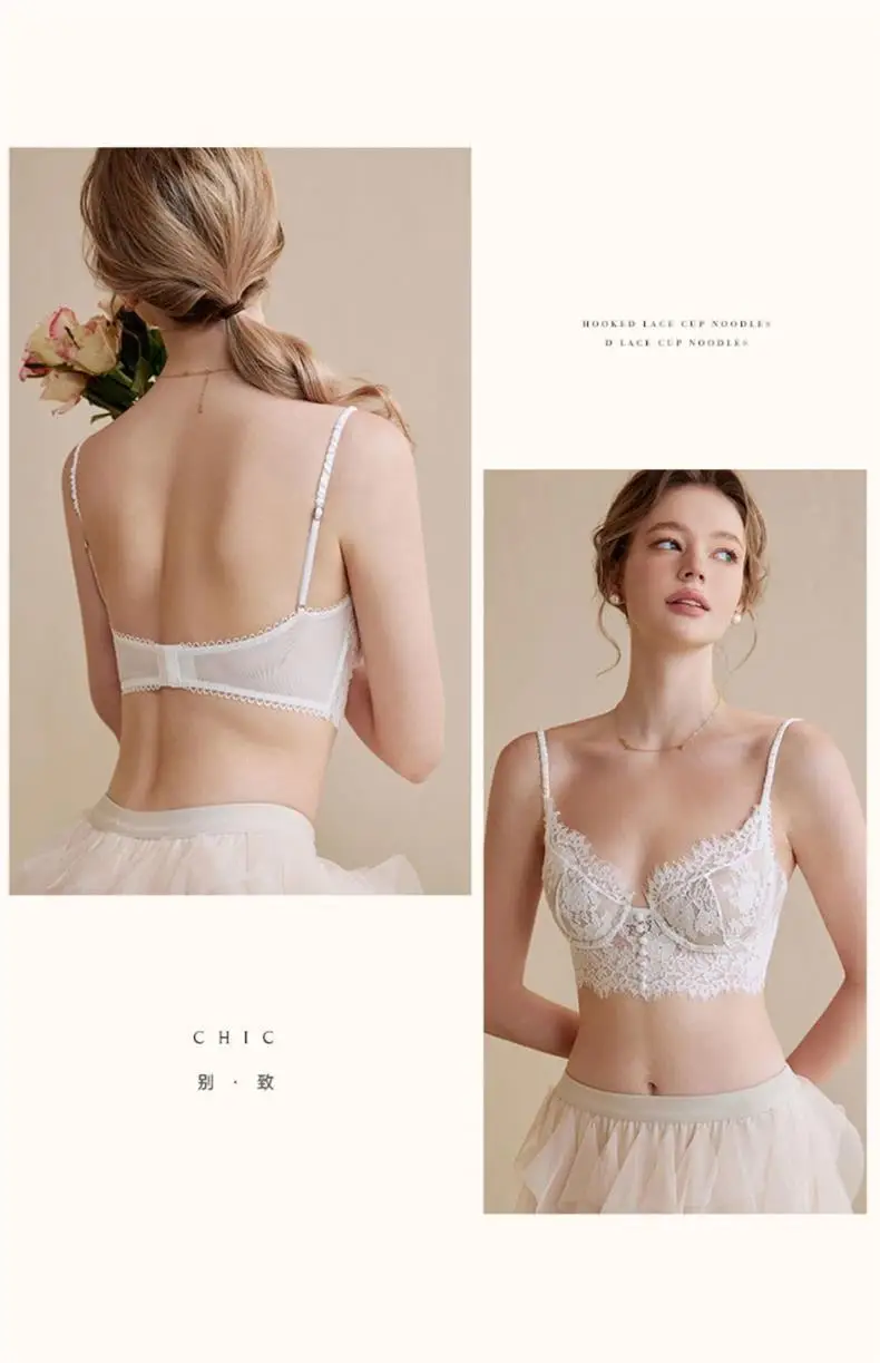 Sexy Backless Lingerie for Women with Large Busts, Ultra-Thin U-Shaped Lace Bra That Makes the Chest Appear Smaller, French Style — feature 30