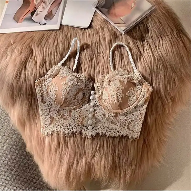 Sexy Backless Lingerie for Women with Large Busts, Ultra-Thin U-Shaped Lace Bra That Makes the Chest Appear Smaller, French Style