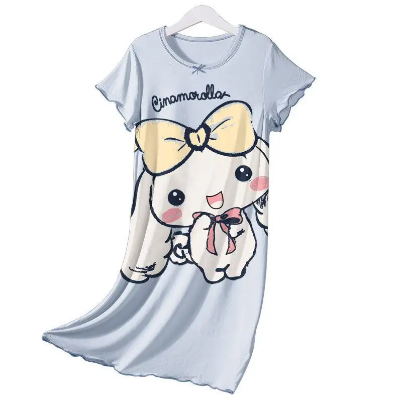 Modal Girls' Nightgown Summer New Children's Home Wear Thin Short-Sleeve Air Conditioning Clothing for Older Children and Parent-Child Matching