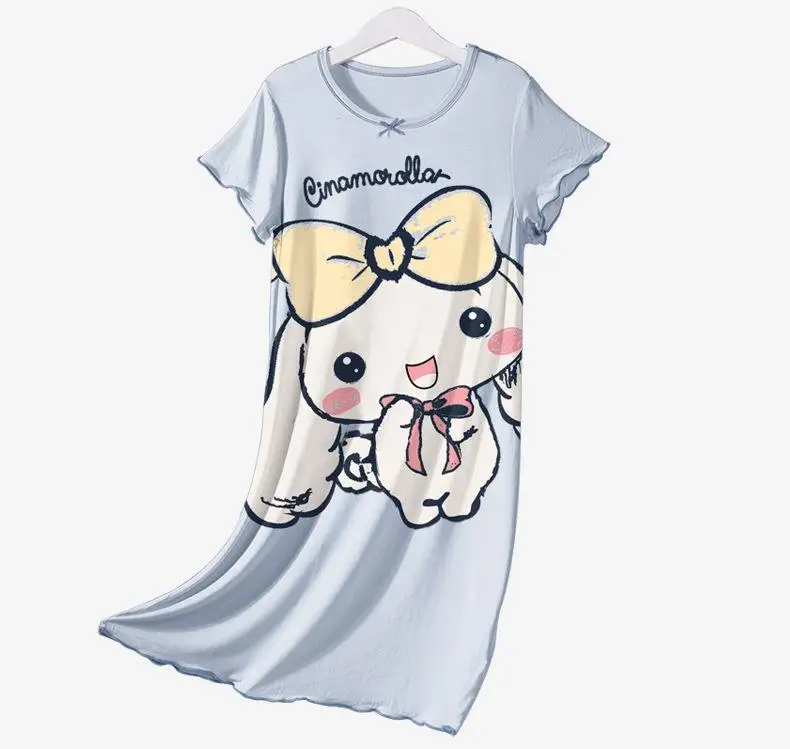 Modal Girls' Nightgown Summer New Children's Home Wear Thin Short-Sleeve Air Conditioning Clothing for Older Children and Parent-Child Matching — feature 4