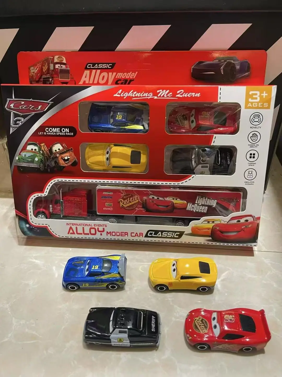 Cars 3 Lightning Mcqueen Children's Toy Sliding Alloy Car Black Storm 2 Mater Boy Toy