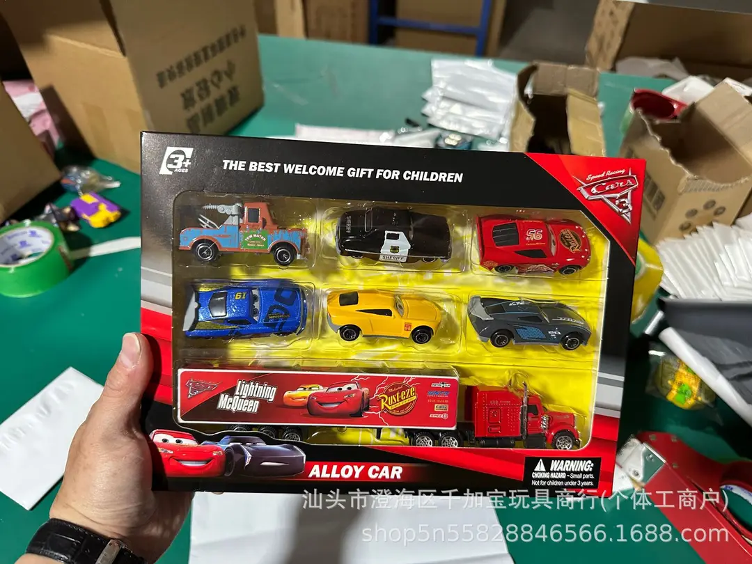 New Cars Series Container Truck Sliding Non-Retractable Alloy Racing Car Children's Toy Lightning Mcqueen Boys' Toy
