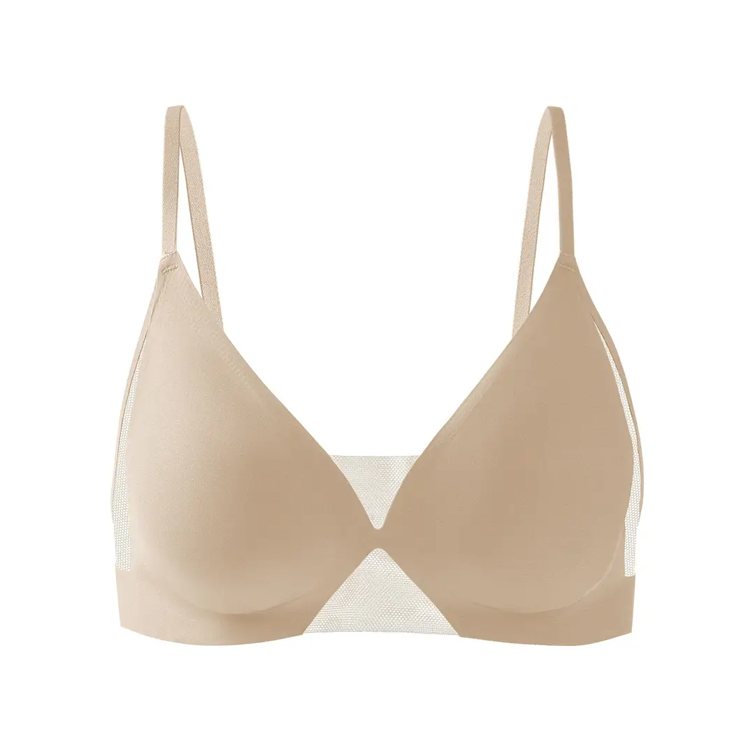 French-Style Mesh Breathable Underwear for Women, Seamless and Smooth, with a Natural Feel, Small Chest Gathering Bra, Dry and Antibacterial, Summer Bra - Image 9