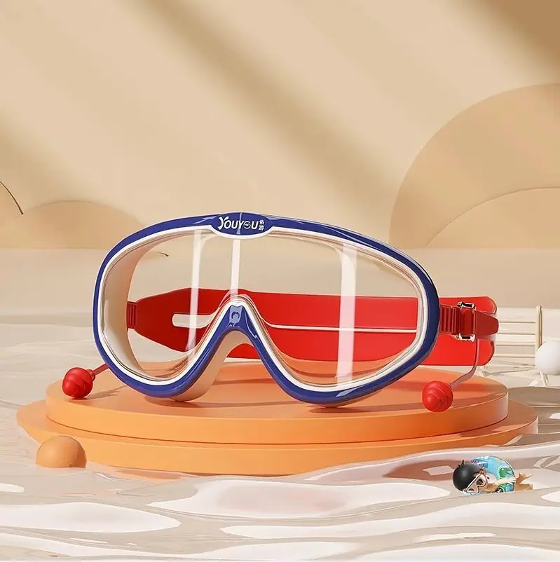 Children's Swimming Goggles for Boys and Girls, High-Definition Waterproof and Anti-Fog Swimming Goggles, Professional Flat-Lens Large-Frame Diving Goggles Equipment — feature 4