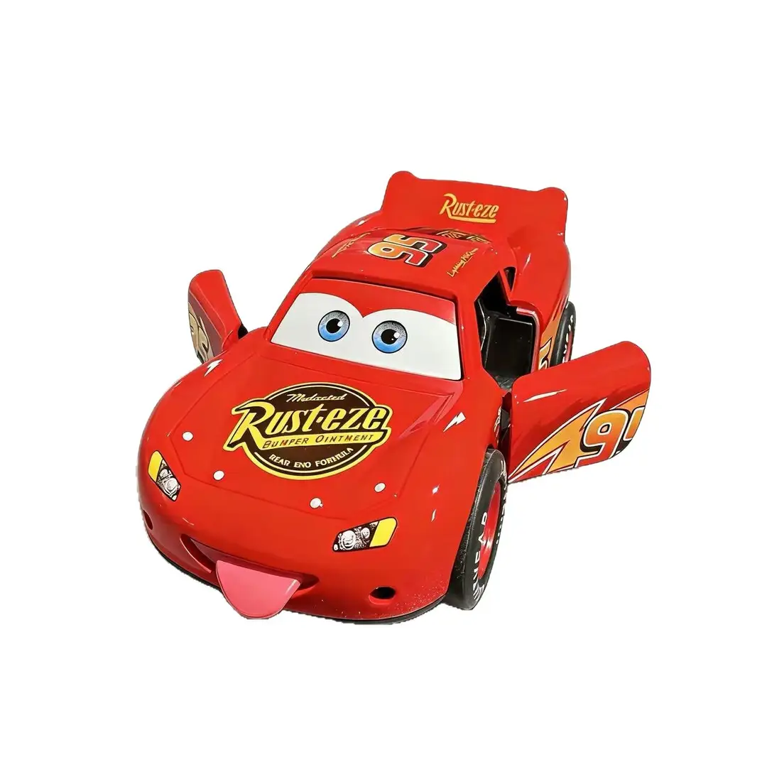 Cars 3 Lightning Mcqueen Tongue-Out Mode, Openable Doors, Pull-Back Sound and Light Music, Boys' Toy, Cross-Border