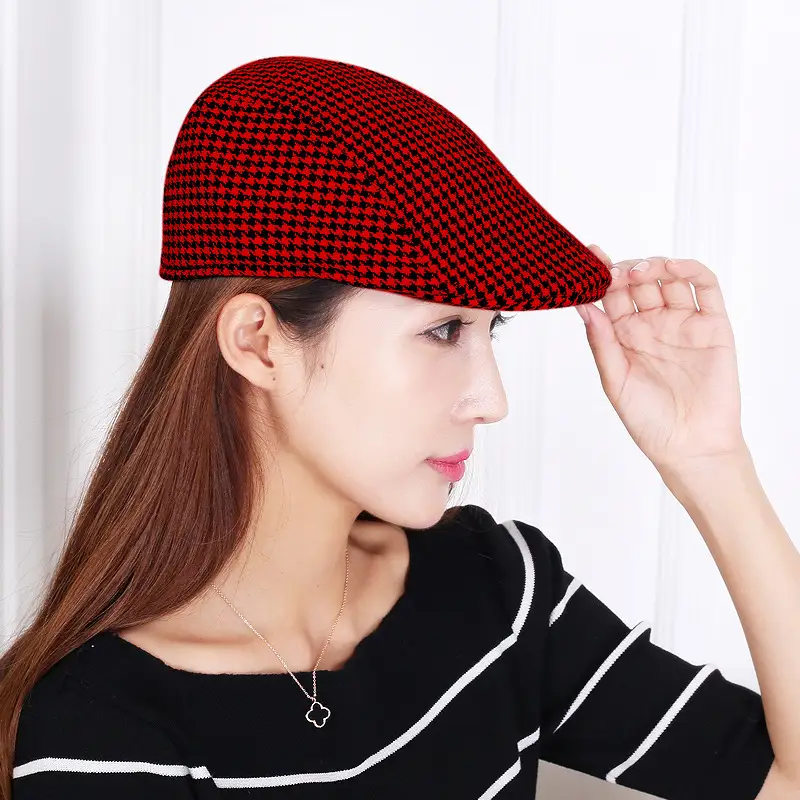 Full Sealed Men's and Women's Autumn and Winter Warm Cotton Houndstooth Beret Vintage Casual Cap Outdoor Hunting Hat - Image 18