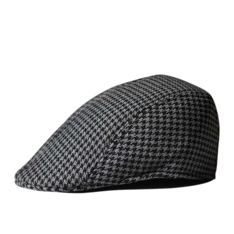 Full Sealed Men's and Women's Autumn and Winter Warm Cotton Houndstooth Beret Vintage Casual Cap Outdoor Hunting Hat - Image 3